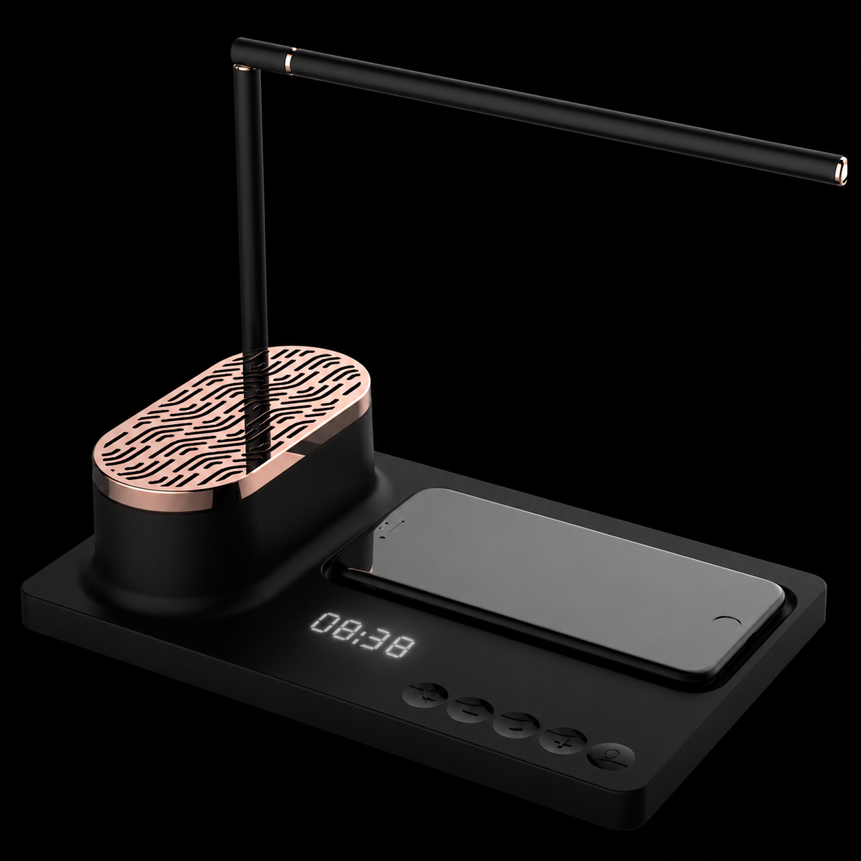 Zyntro LED Desk Lamp with Bluetooth Speaker & Wireless Charger