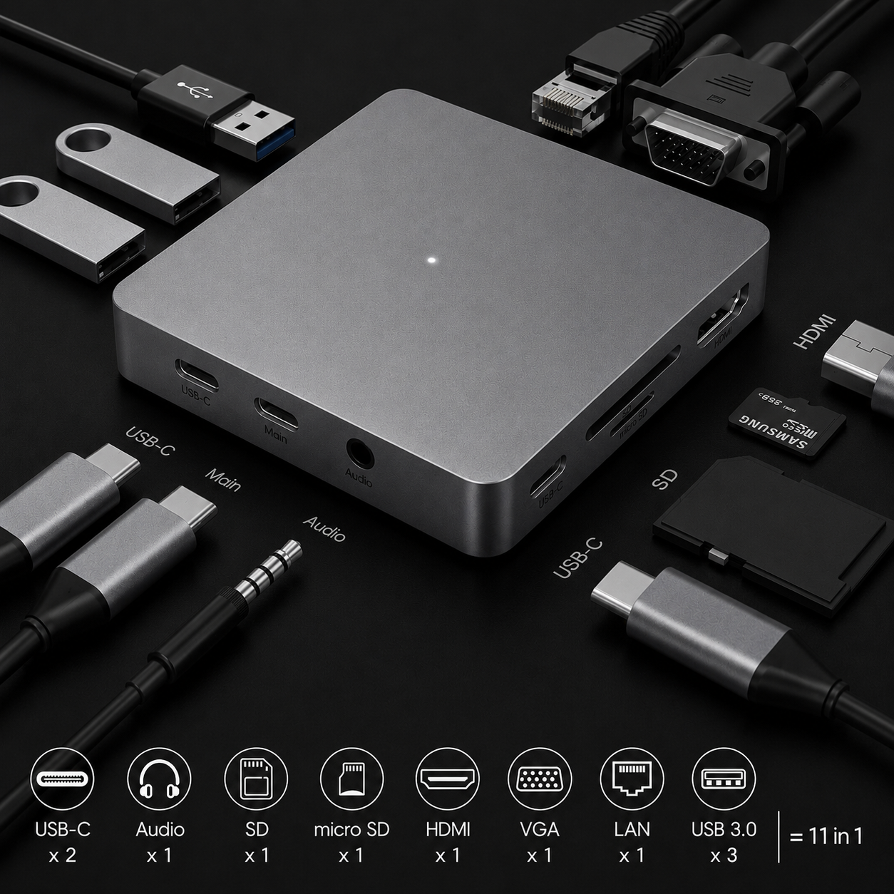 Zyntro 11-in-1 USB-C Docking Station with HDMI, VGA & Ethernet