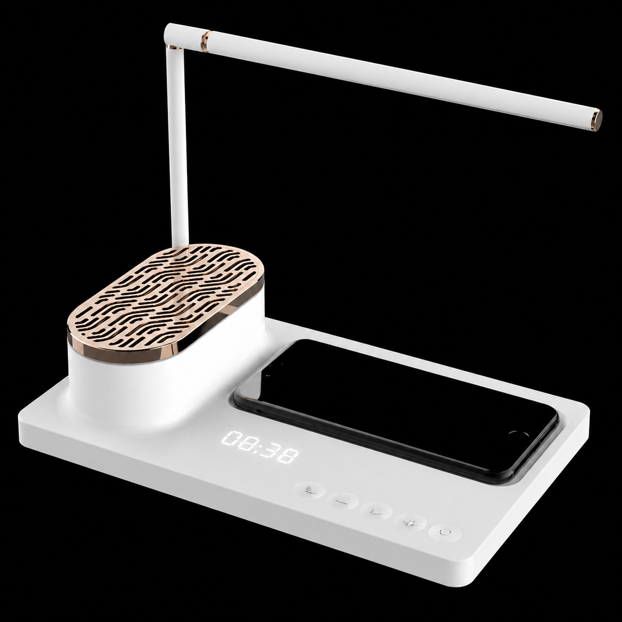 Zyntro LED Desk Lamp with Bluetooth Speaker & Wireless Charger